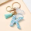 Resin & Acrylic & Faux Suede Tassel Keychain KEYC-YW00117-11-1