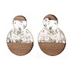 Transparent Resin & Walnut Wood Dangle Stud Earrings Sets EJEW-JE04281-5