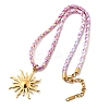 304 Stainless Steel Sun Pendant Braided Polyester Cord Necklaces for Women NJEW-F349-01G-4