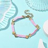 Braided Waxed Polyester Rectangle Link Chain Bracelets BJEW-JB10000-02-2