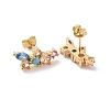 Colorful Cubic Zirconia Flower Stud Earrings EJEW-C030-03G-2