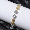 Heart Micro Pave Clear Cubic Zirconia Link Chain Bracelets for Women BJEW-C156-08B-PG-1
