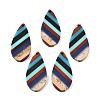 Transparent Resin & Walnut Wood Pendants RESI-E050-13-1