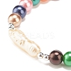 ABS Pearl & Acrylic Round Beaded Stretch Bracelet for Women BJEW-JB08283-4
