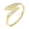 304 Stainless Steel Rhinestone Leaf Hinged Bangles for Women BJEW-C071-13G-01-1