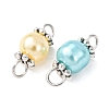 90Pcs 9 Colors Baking Paint Pearlized Glass Pearl Round Connector Charms PALLOY-TA0002-50-2