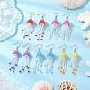 304 Stainless Steel Glass Seed Beaded Jellyfish Dangle Earrings EJEW-MZ00435-1