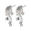 Brass Micro Pave Cubic Zirconia Stud Earring Findings LS-KK-K371-44P-1