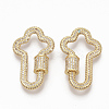 Brass Micro Pave Clear Cubic Zirconia Screw Carabiner Lock Charms ZIRC-T010-09G-1