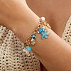 Ocean Alloy Enamel Starfish Shell Shape Multi Charm Round Plastic Beaded Stretch Bracelets for Women WG120C7-02-2