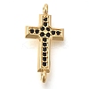 Brass Pave Black Cubic Zirconia Connector Charms KK-M101-02E-G01-1