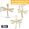 8 Pcs Brass Micro Pave Clear Cubic Zirconia Pendants KK-BBC0021-82-2