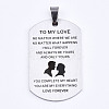 201 Stainless Steel Quote Pendants STAS-T044-233P-1