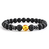 Round Synthetic Amber Beaded Stretch Bracelets for Women Men XP2963-1-1