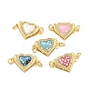 Rack Plating Brass Micro Pave Cubic Zirconia & Shell & Enamel Box Clasps KK-S373-05G-1