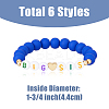6Pcs 6 Color Word BIG SIS Acrylic & Polymer Clay & CCB Heart Beaded Stretch Bracelets Set BJEW-FI0001-53-2