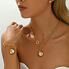 Brass Rhinestone Round Bracelets & Earrings & Pendant Necklaces Sets for Women FS-WG9AED4-04-1