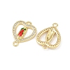 Brass Micro Pave Clear Cubic Zirconia Virgin Mary Connector Charms KK-L251-20G-01-2