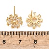 Flower Brass Micro Pave Clear Cubic Zirconia Stud Earrings EJEW-F400-01C-G-3
