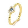 Rack Plating Brass Micro Pave Cubic Zirconia Adjustable Rings RJEW-H228-02G-2