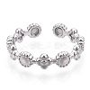 Non-Tarnish 304 Stainless Steel Flower & Flat Round Wrap Open Cuff Ring RJEW-T023-75P-1