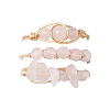 3Pcs Natural Rose Quartz Bead Finger Ring RJEW-JR00855-03-2