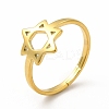 Ion Plating(IP) 304 Stainless Steel Star of David Adjustable Ring for Women RJEW-B027-13G-1