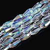 AB Color Plated Transparent Glass Teardrop Beads Strands EGLA-T029-08A-1