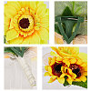 2Pcs Artificial Silk Sunflower Boutonniere Brooch JEWB-CP0001-01-4