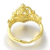 Rack Plating Crown Brass Micro Pave Clear Cubic Zirconia Open Cuff Rings for Women RJEW-H232-04G-3