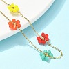 304 Stainless Steel & Synthetic Stone Daisy Flower Chain Anklets for Women LS-AJEW-B031-01G-03-2