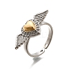 Gothic Style Brass Micro Pave Clear Cubic Zirconia Cuff Rings for Women RJEW-U051-02B-GP-4
