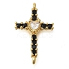 Brass Pave Black & Clear Cubic Zirconia Connector Charms KK-M101-02A-G01-1