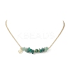 Natural Green Aventurine & Malachite & West African Jade Chip and Round Beaded Pendant 304 Stainless Steel Cable Chain Necklaces for Women NJEW-JN05741-01-2