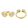 Cubic Zirconia Star Open Cuff Ring RJEW-N037-032-2