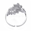 Non-Tarnish 304 Stainless Steel Leaf Open Cuff Ring RJEW-T023-56P-2