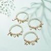 ABS Plastic Imitation Pearl Beaded Stretch Bracelet with Alloy Enamel Charms for Kids BJEW-JB08524-2