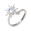 Brass Micro Pave Cubic Zirconia Rotating Cuff Rings for Women LS-RJEW-C132-05P-1
