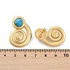 Spiral 304 Stainless Steel Synthetic Turquoise Stud Earrings for Women EJEW-U046-13G-5