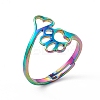 Ion Plating(IP) 201 Stainless Steel Heart & Dog Paw Prints Adjustable Ring for Women RJEW-K238-09M-3