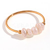 Nuggets Stainless Steel & Natural Freshwater Pearl Beads Finger Rings WG1BE4A-02-5