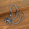 Vintage 304 Stainless Steel Lion with Sun Pendant Box Chain Necklaces for Men WGE39C9-01-1