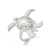 Sea Turtle Brass Cuff Rings for Women RJEW-A059-06P-2