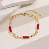 Fashionable Vintage Brass Oval & Glass Faceted Rondelle Beaded Anklets ZC8020-6-1