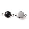 Natural Black Agate Connector Charms LS-G-D059-01C-02-2