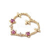 Heart Rack Plating Brass with Cubic Zirconia Pendants KK-G504-11G-2