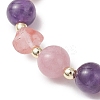 Cherry Quartz Glass & Natural Quartz & Natural Amethyst Stretch Bracelets for Women BJEW-JB13190-3