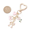 Valentine's Day Bowknot Heart Rose Alloy Enamel Pendant Decorations HJEW-JM04467-3