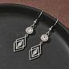 304 Stainless Steel Rhombus Dangle Earrings EJEW-Z129-12G-01-2
