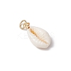 Natural Cowrie Shell Pendants PALLOY-JF03712-01-4